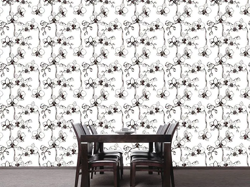 Wall Mural Pattern Wallpaper Orchid Bloom