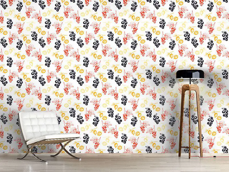 Wall Mural Pattern Wallpaper Red And Black Currant