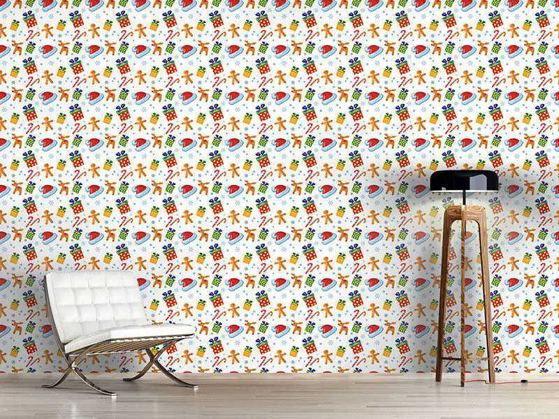 Wall Mural Pattern Wallpaper Christmas Candy