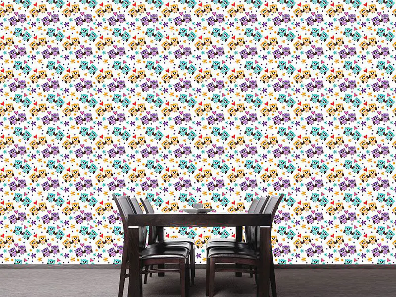 Wall Mural Pattern Wallpaper Owls In Love