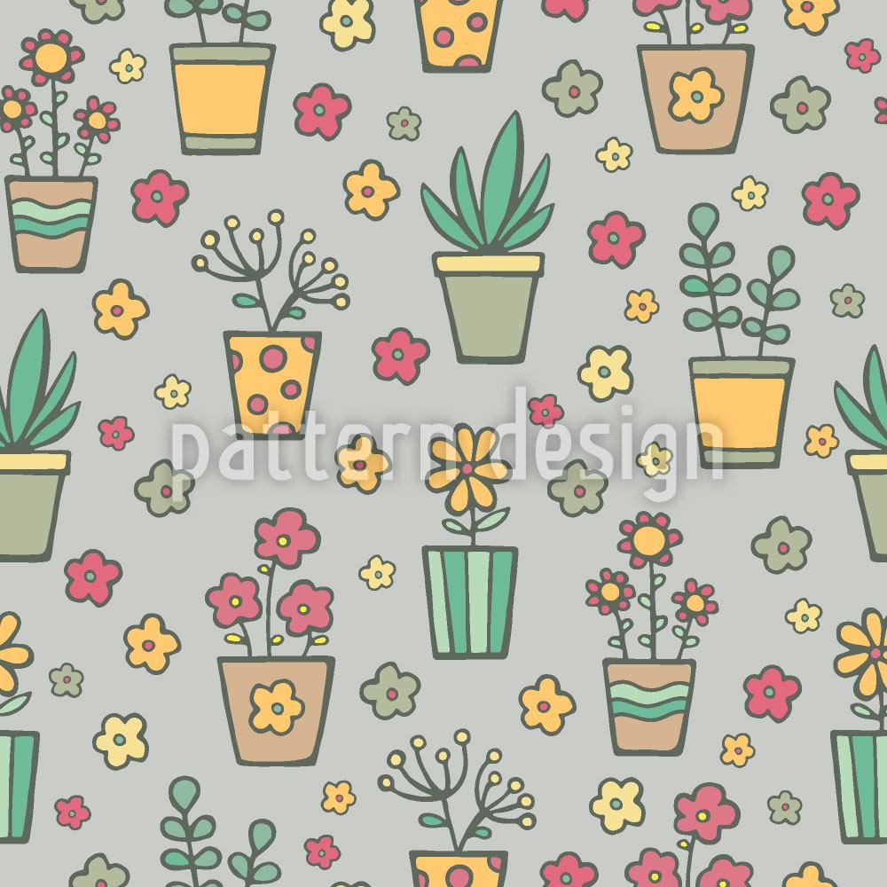 Designmuster Tapete Topfpflanzen und Blumen