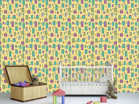 Wall Mural Pattern Wallpaper Doodle Houses