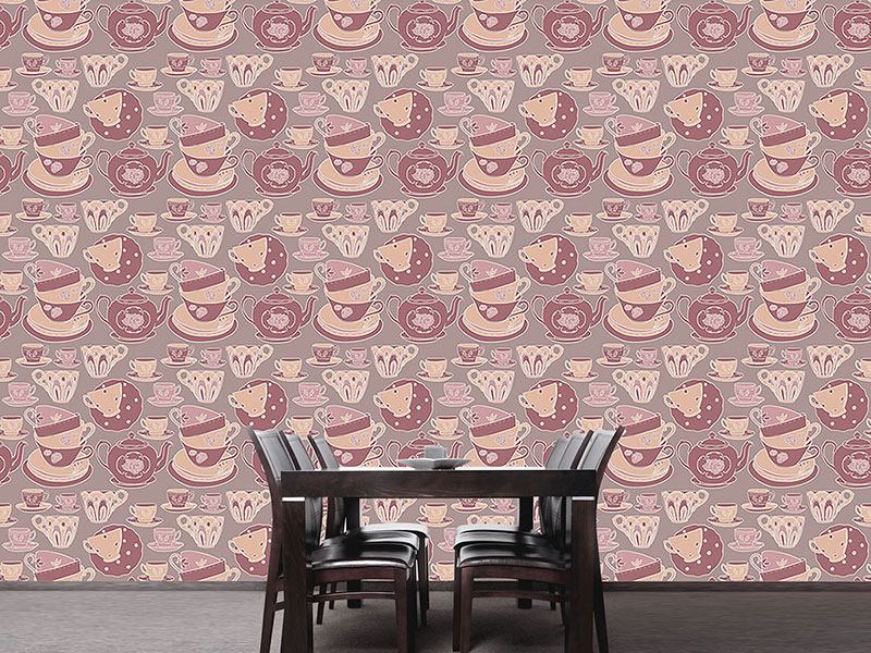 Wall Mural Pattern Wallpaper Teacup Romance