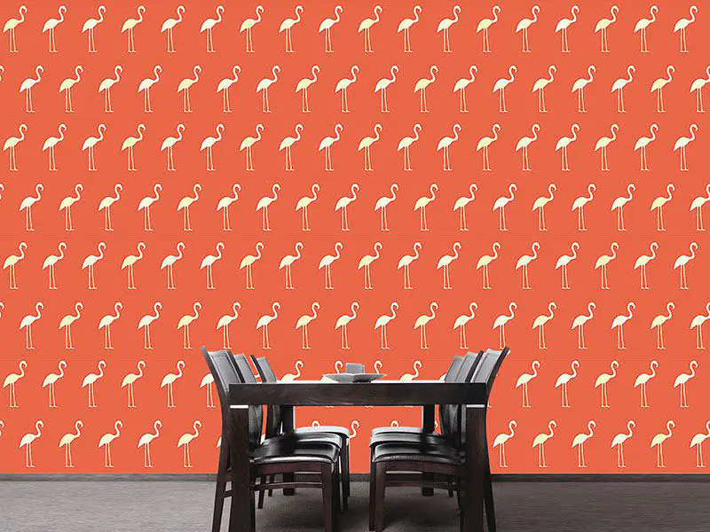 Wall Mural Pattern Wallpaper Sunset Flamingo