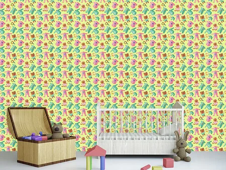 Wall Mural Pattern Wallpaper Baby Clothes And Toys