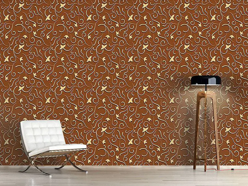 Wall Mural Pattern Wallpaper Chocolate Ivy