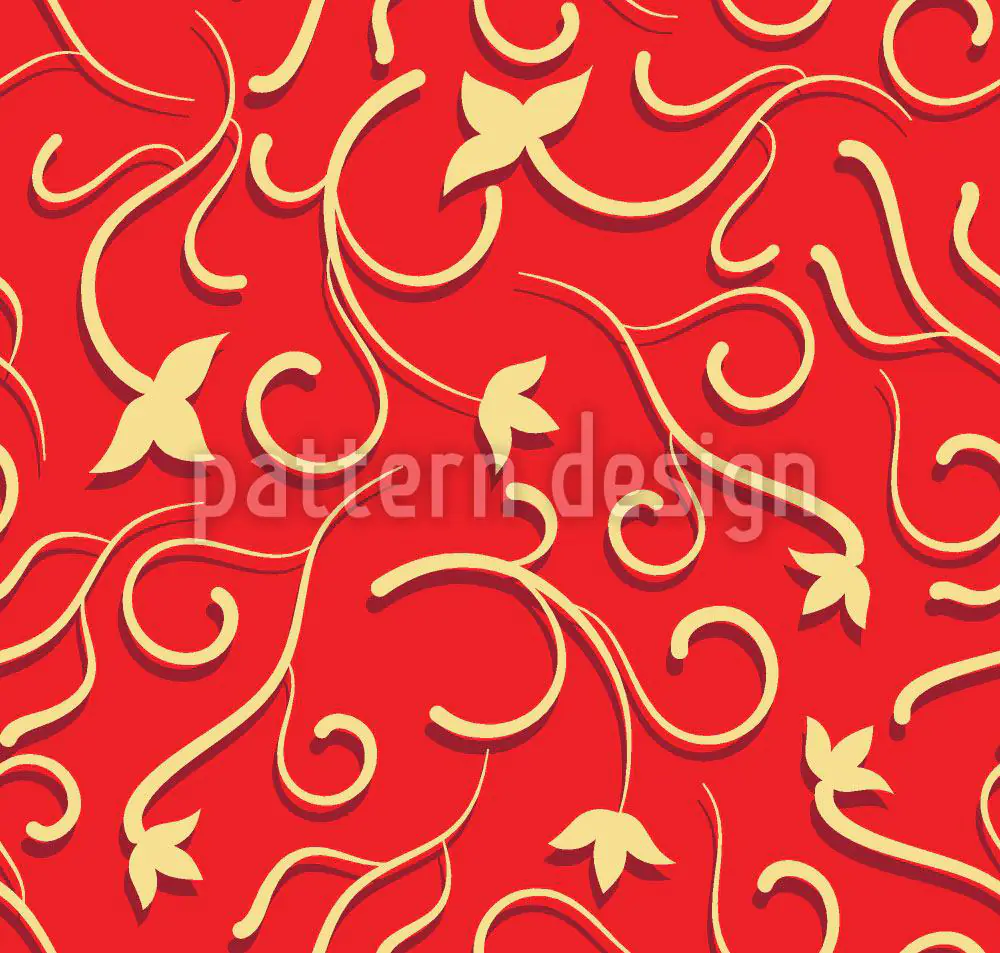 Papier peint design Ivy in bold red