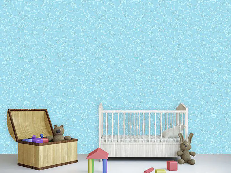 Wall Mural Pattern Wallpaper Babies Outfit Blue