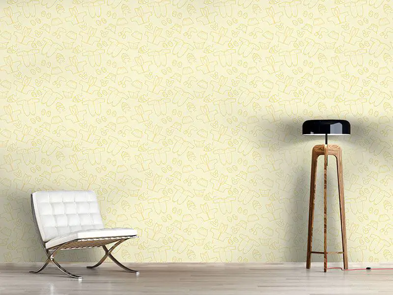 Wall Mural Pattern Wallpaper Babies Outfit Yellow
