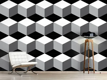 Wall Mural Pattern Wallpaper Cube On Black