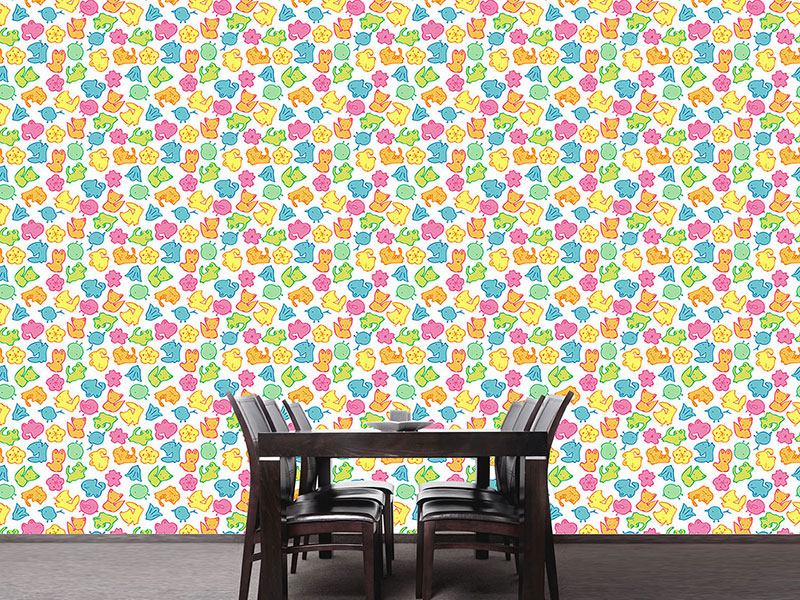 Wall Mural Pattern Wallpaper Jelly Animals