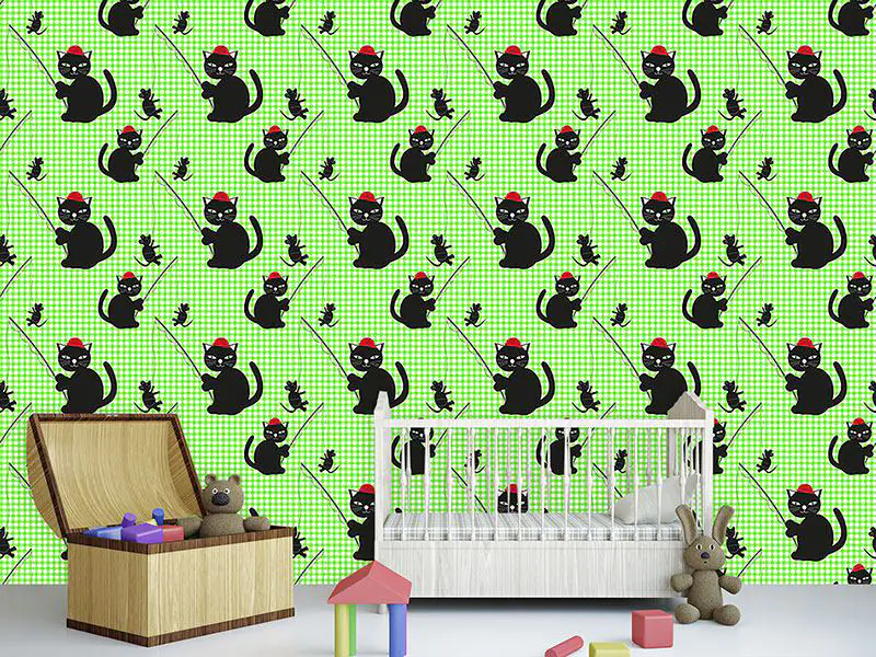 Wall Mural Pattern Wallpaper Cat-And-Mouse-Game