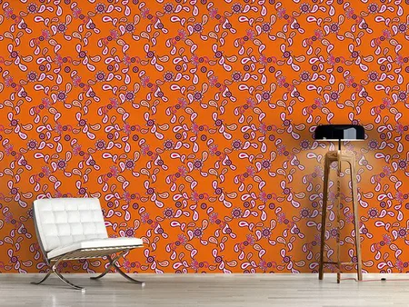 Wall Mural Pattern Wallpaper Orange Paisley