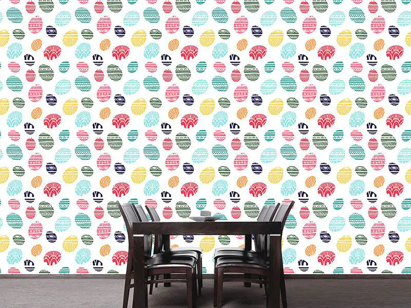 Wall Mural Pattern Wallpaper Knitted Easter Eggs