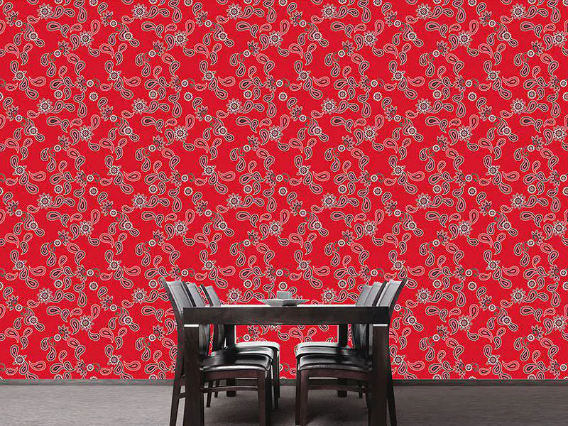 Wall Mural Pattern Wallpaper Paisley In Red
