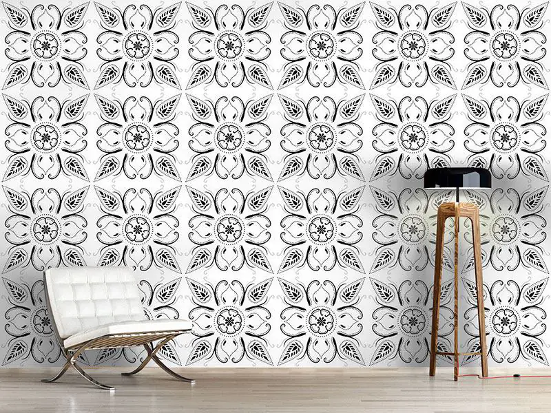 Wall Mural Pattern Wallpaper Bandana Bianco