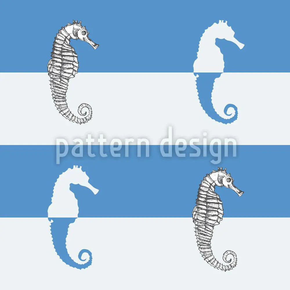 Papier peint design Seahorses On Blue Stripes