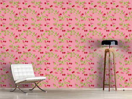 Wall Mural Pattern Wallpaper Cherry Branches Pink