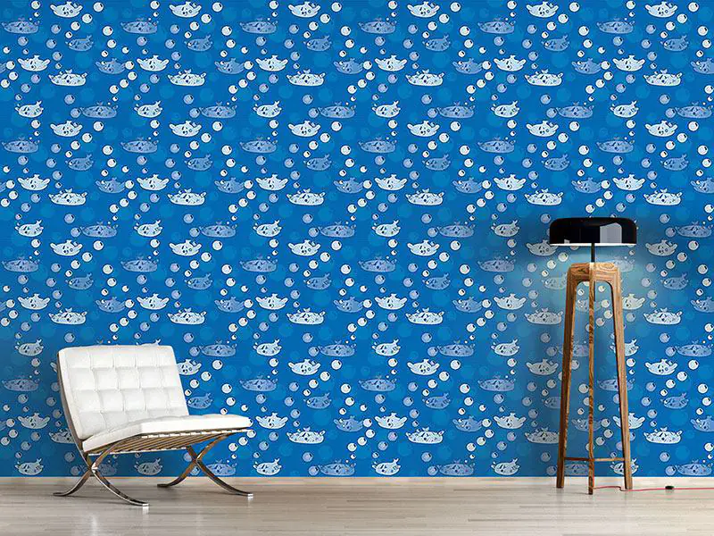 Wall Mural Pattern Wallpaper Happy Fish