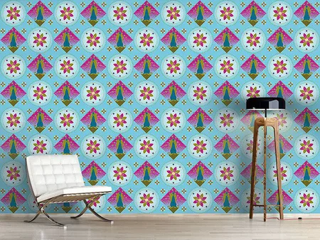Wall Mural Pattern Wallpaper Peacock and Blossoms