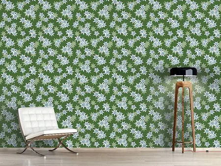 Wall Mural Pattern Wallpaper Edelweiss Green