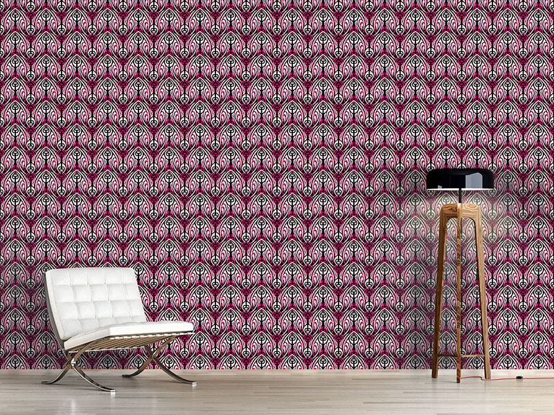 Wall Mural Pattern Wallpaper Pink Maori