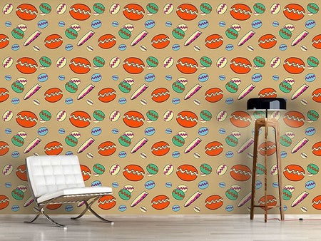 Wall Mural Pattern Wallpaper Beach Fun Orange