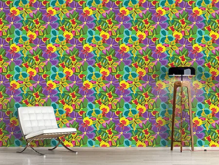 Wall Mural Pattern Wallpaper Colorful Orchid
