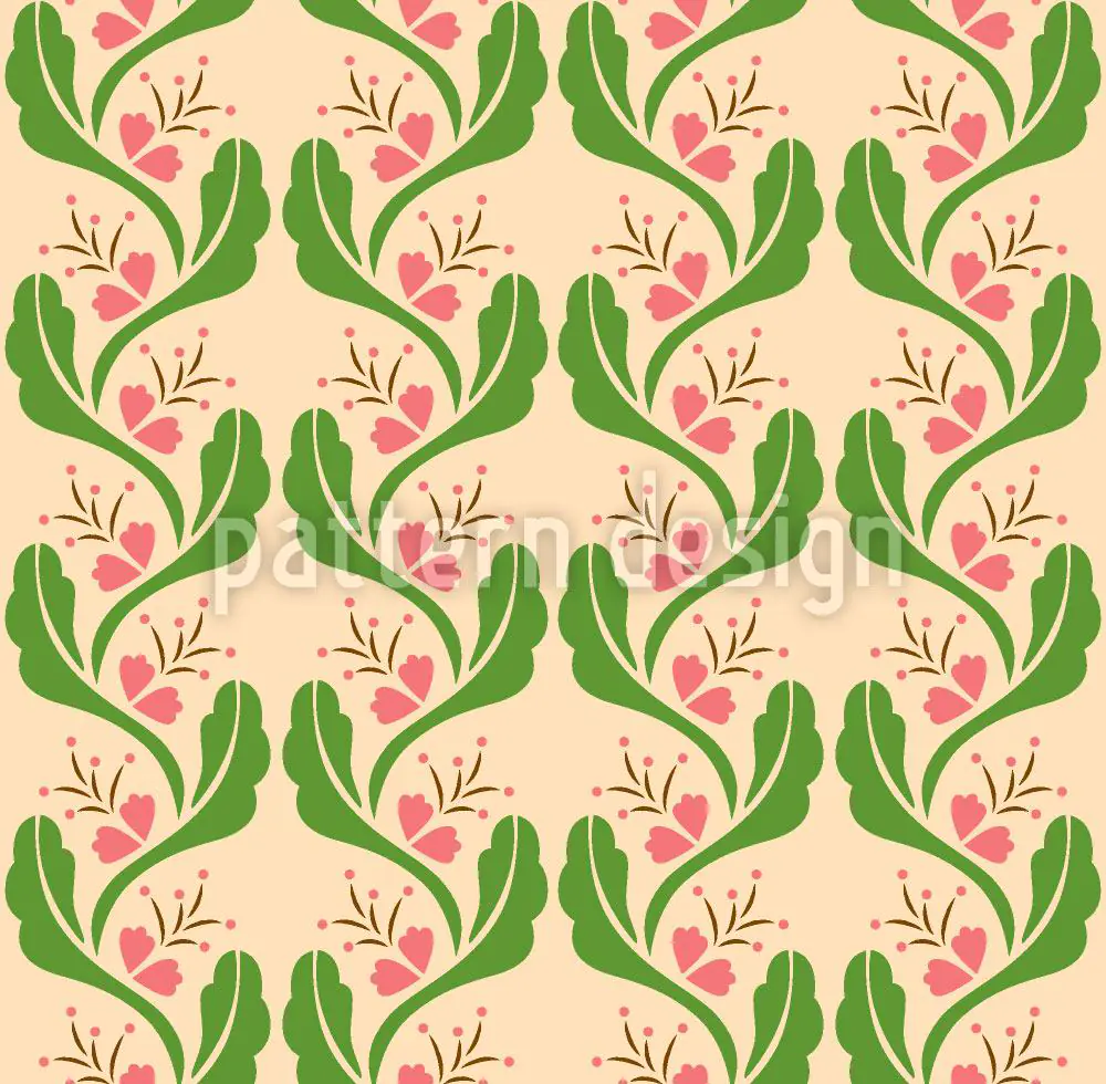 Wall Mural Pattern Wallpaper Tendrils With Pink
