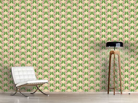 Wall Mural Pattern Wallpaper Tendrils With Pink