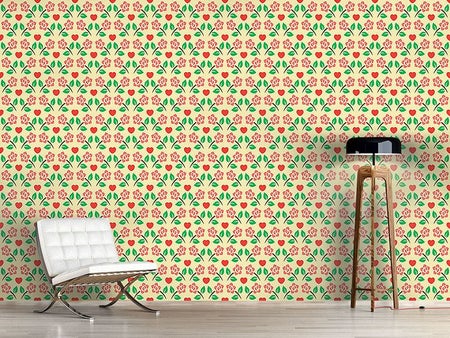 Wall Mural Pattern Wallpaper Hearts And Roses