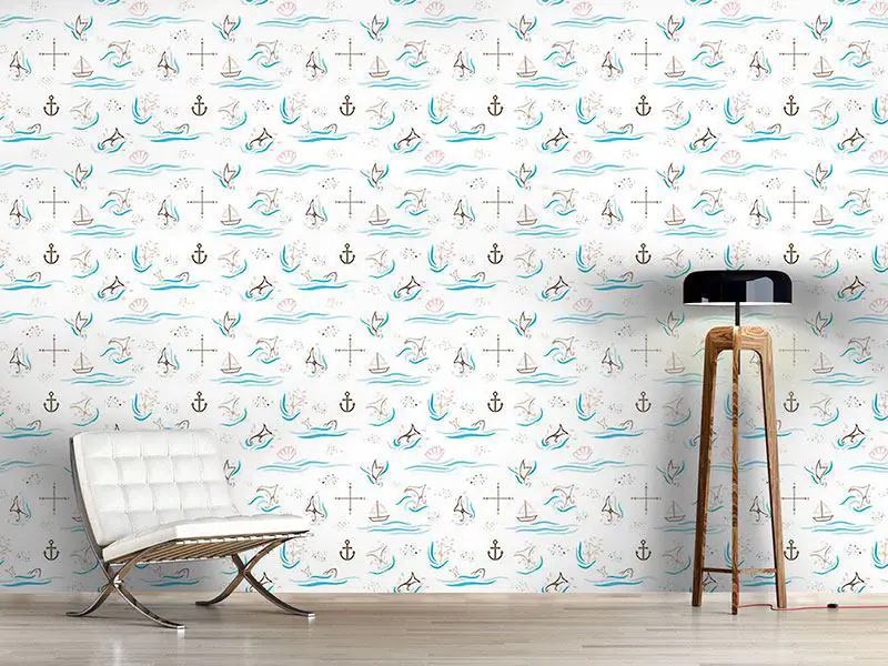 Wall Mural Pattern Wallpaper Whale Watching