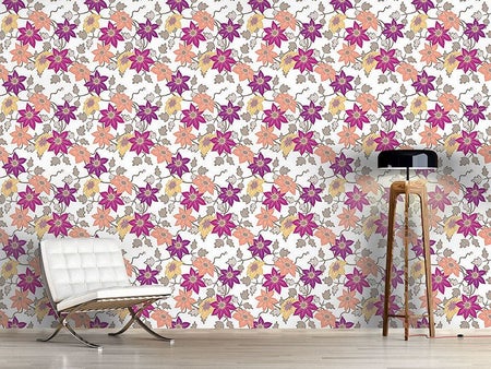 Wall Mural Pattern Wallpaper Clematis Dreamgarden In White