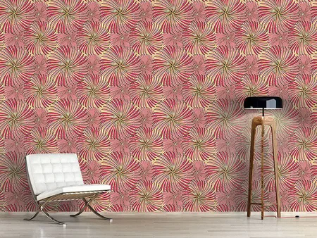 Wall Mural Pattern Wallpaper Turning Wheels Apricot