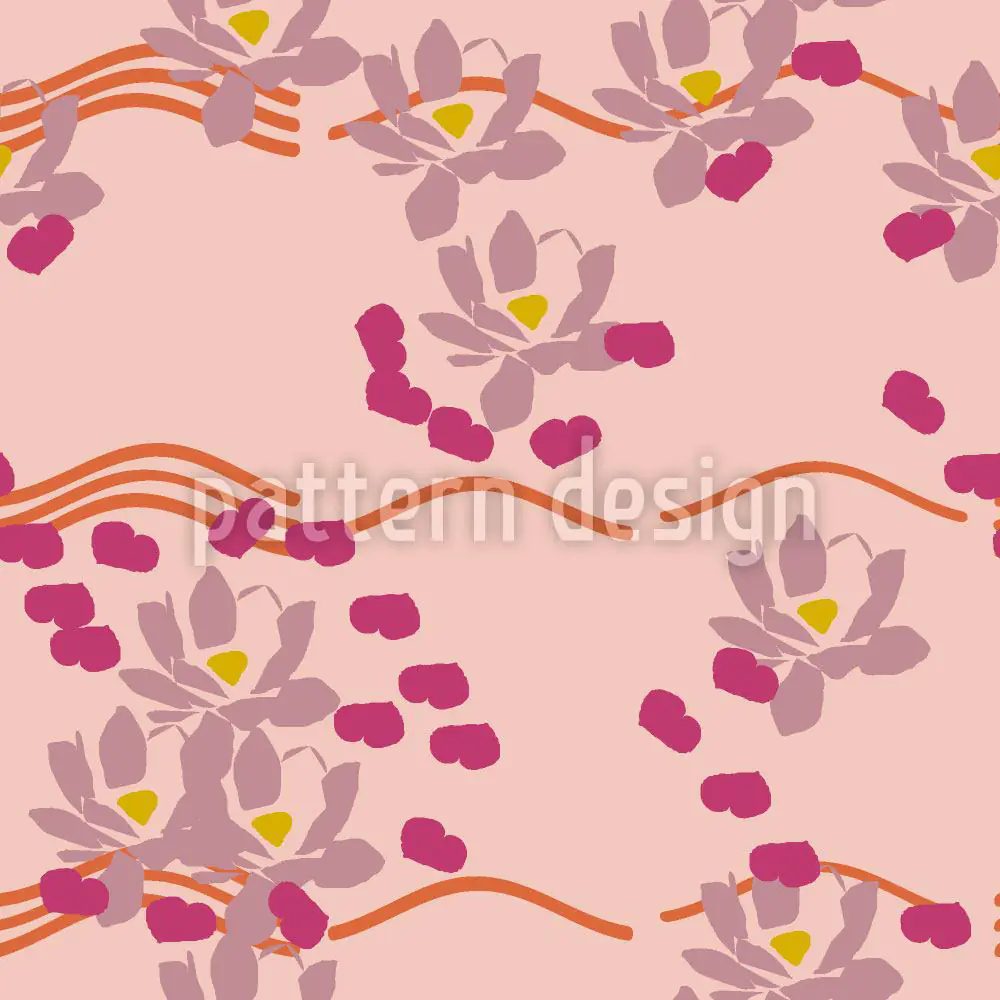 Wall Mural Pattern Wallpaper Lotus Love Pink