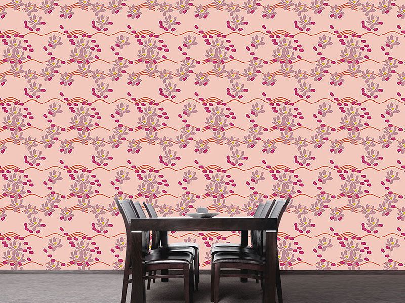 Designmuster Tapete Lotus Liebe Pink