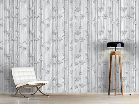 Wall Mural Pattern Wallpaper Bamboo Woods Grey