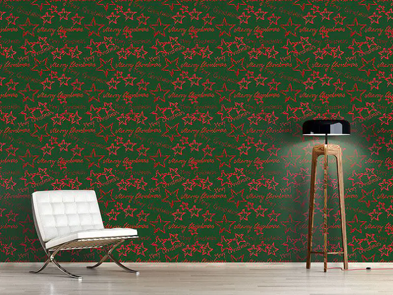 Wall Mural Pattern Wallpaper Merry Christmas Green