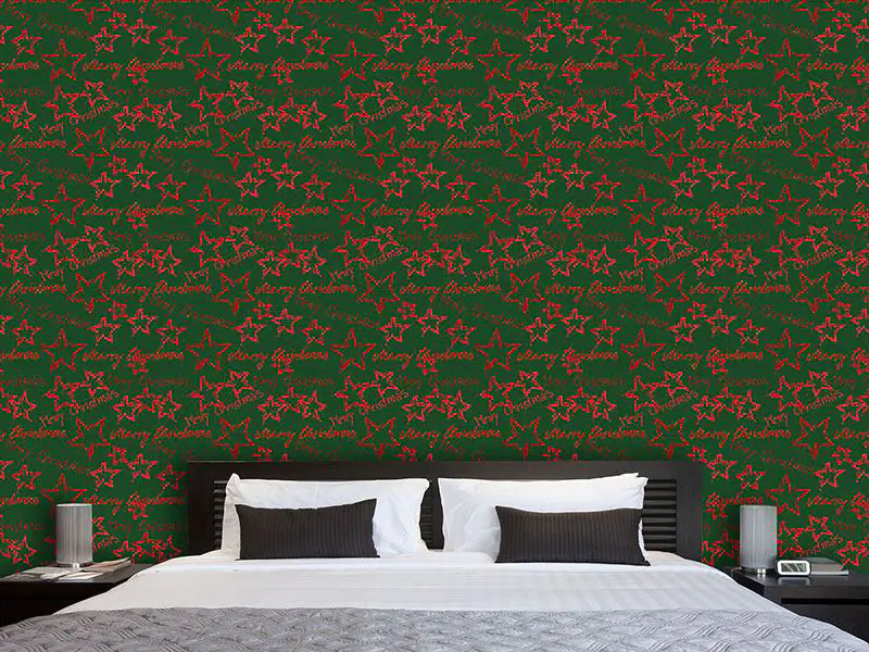 Wall Mural Pattern Wallpaper Merry Christmas Green