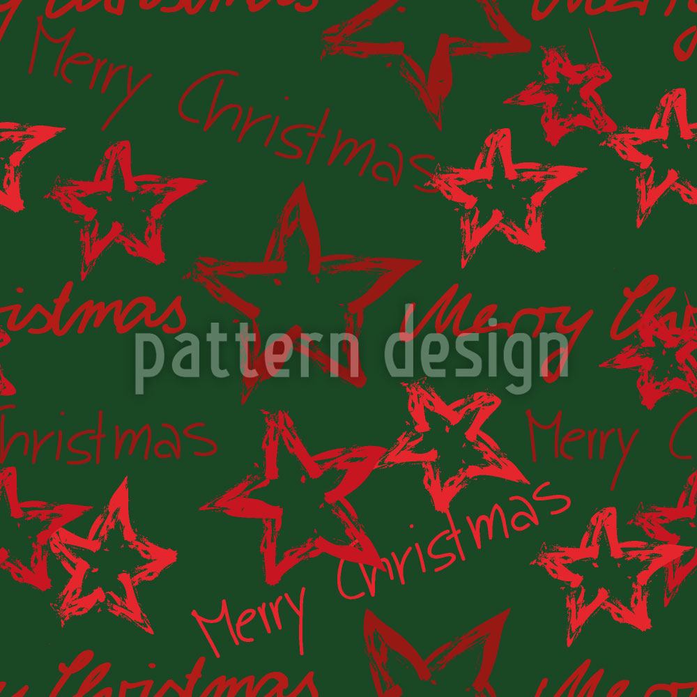 Designmuster Tapete Merry Christmas Grün