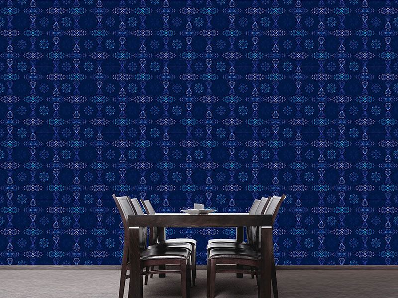 Wall Mural Pattern Wallpaper Renaissance Crystal Blue