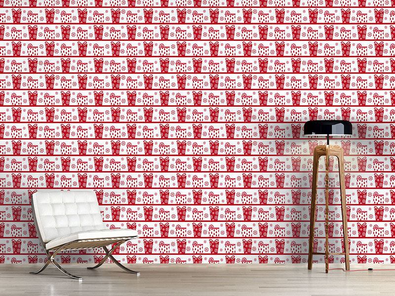 Wall Mural Pattern Wallpaper Parcel Delivery Red