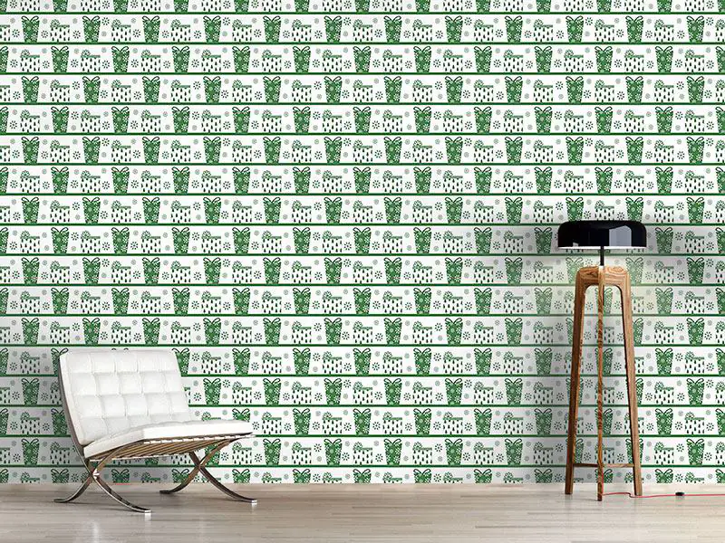 Wall Mural Pattern Wallpaper Parcel Delivery Green