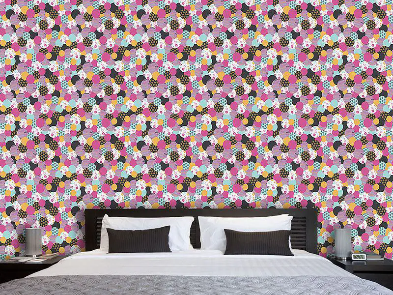 Wall Mural Pattern Wallpaper Birthday Buttons Pink