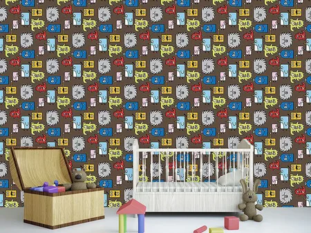 Wall Mural Pattern Wallpaper Colorful Monsters