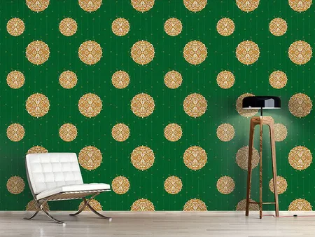 Wall Mural Pattern Wallpaper Christmas Ornaments Green