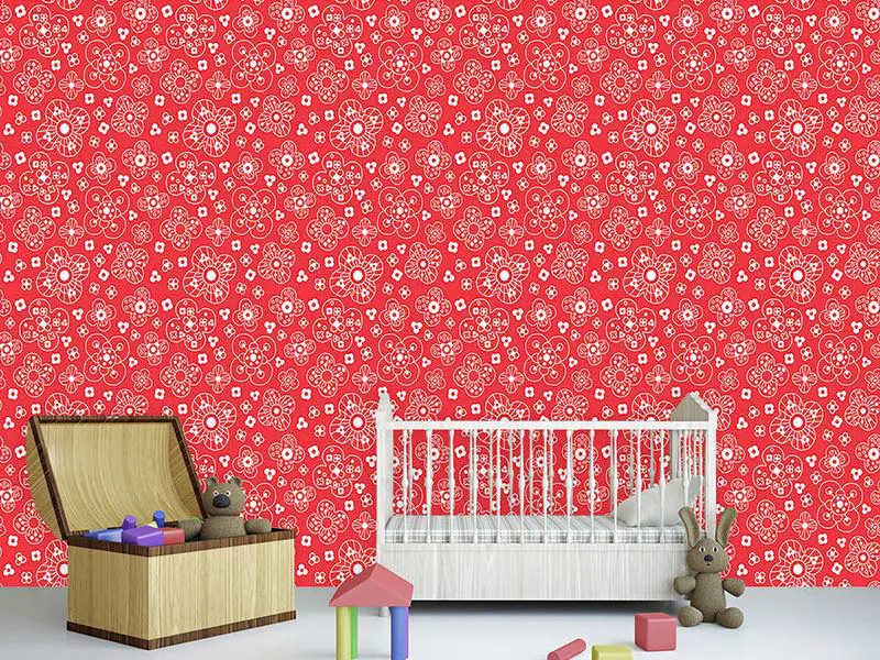 Wall Mural Pattern Wallpaper Catherine Red