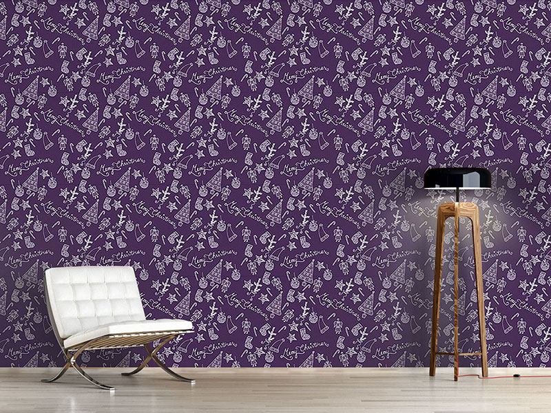 Wall Mural Pattern Wallpaper Merry Christmas In Lilaq