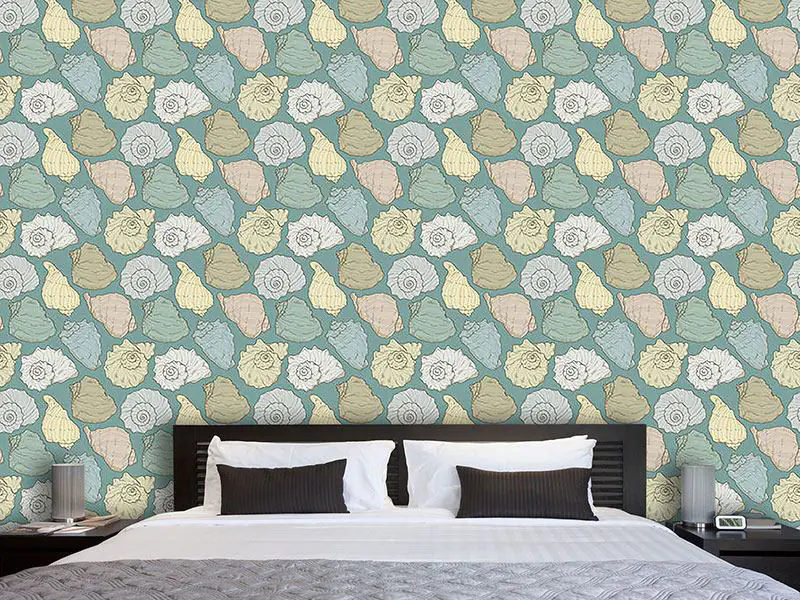 Wall Mural Pattern Wallpaper Handdrawn Seashells
