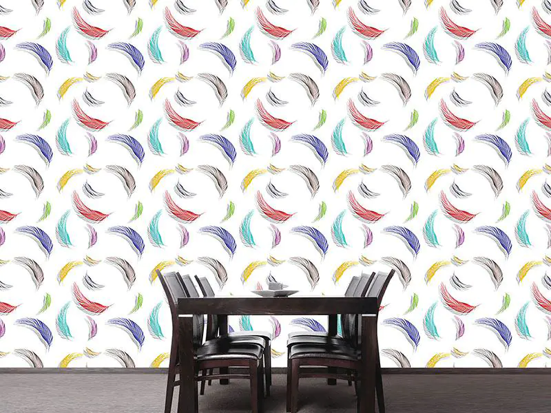 Wall Mural Pattern Wallpaper Colorful Feather Pattern